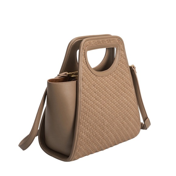 Melie Bianco Handbags - Melie Bianco Dena Recycled Vegan Top Handle Bag in Taupe